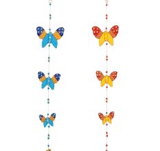 Handmade Wooden Butterfly Wall Hanging for Home Decor - Red-Yellow, Blue-Yellow